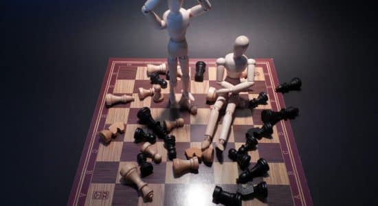 toy soldiers on top of a chessboard