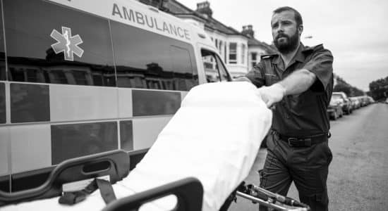 man holding a stretcher