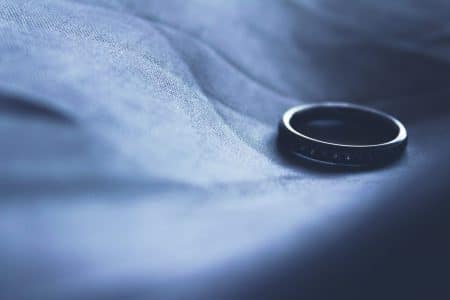 wedding ring on the fabric