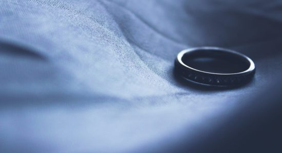 wedding ring on the fabric
