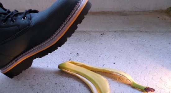 stepping on the banana peel