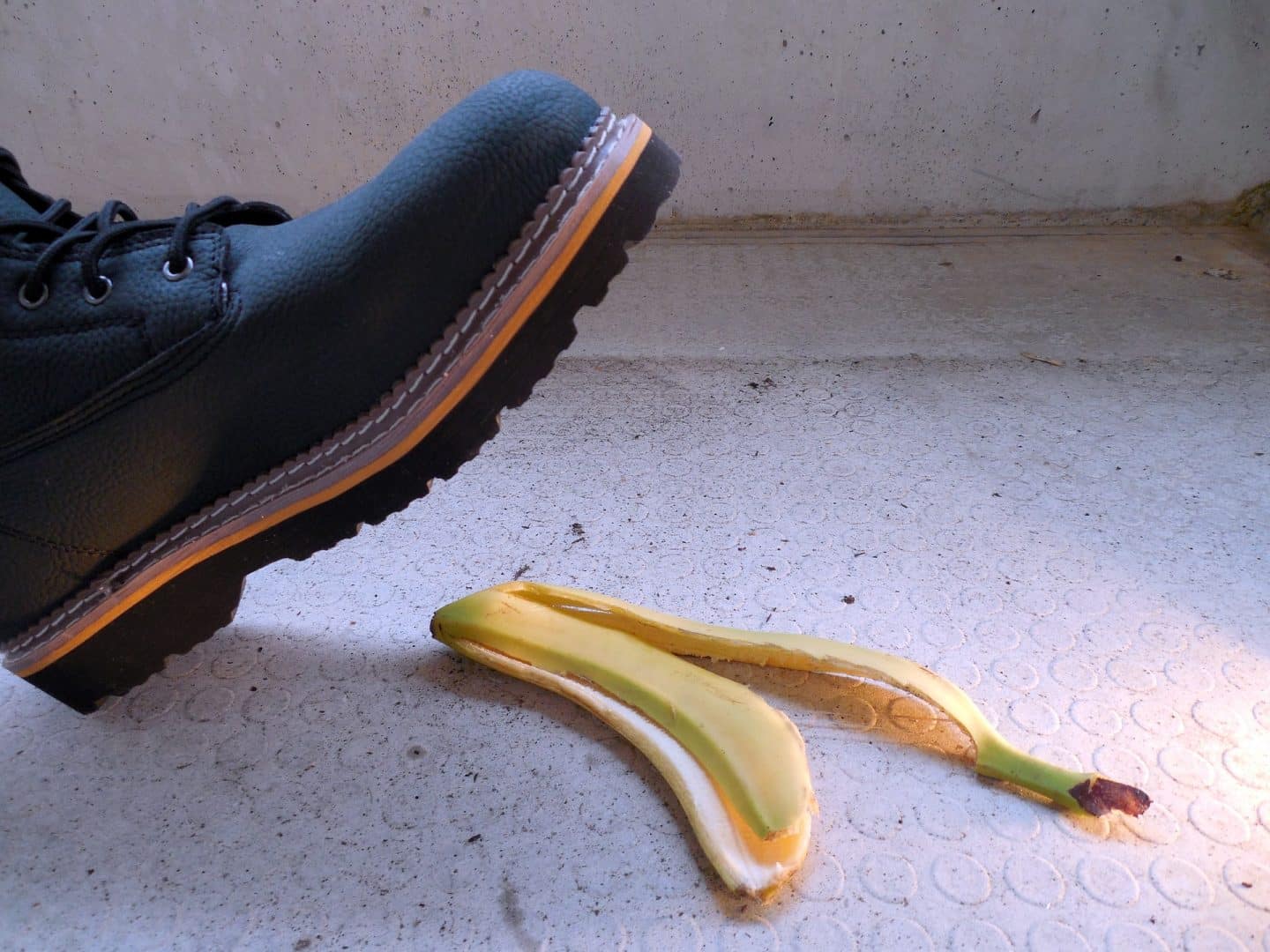 stepping on the banana peel