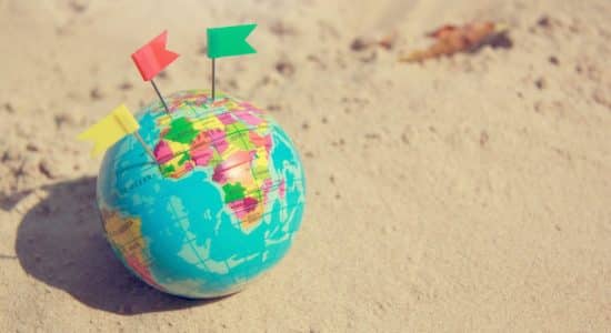 globe on the sand