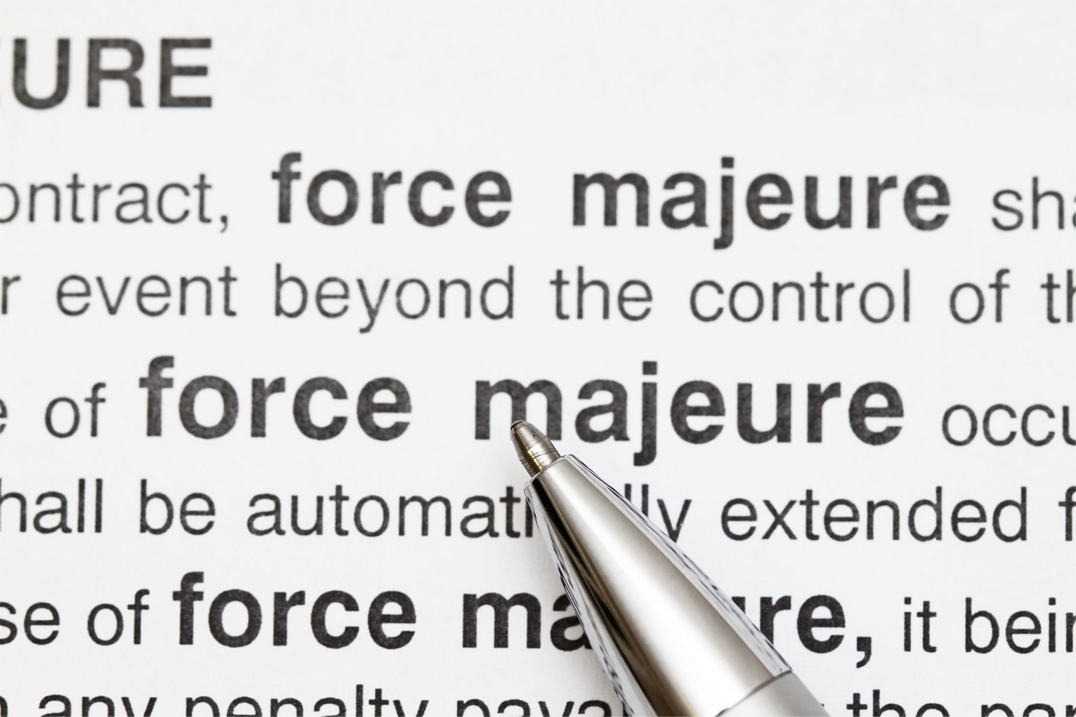 force majeure word in a paper
