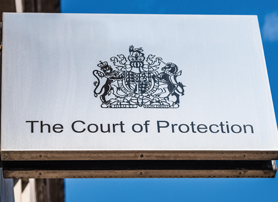 the court of protection logo in a small bilboard