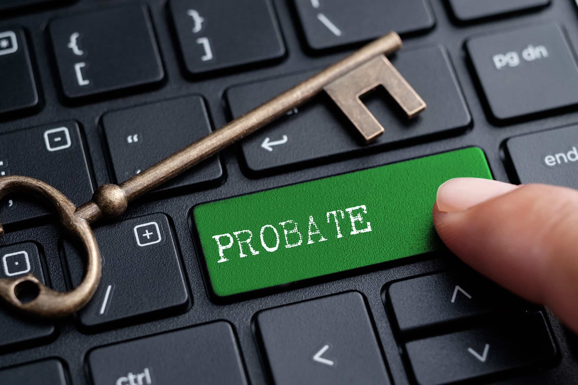 a green button with a text probate